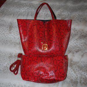 PRICE REDUCED - NWT Valerie Stevens Red Python Bag in Bag